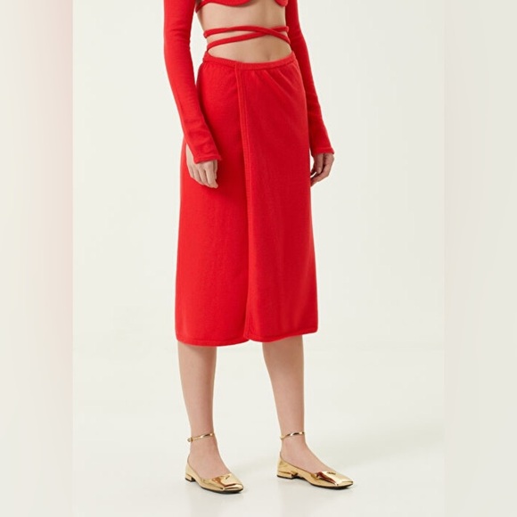 For Love And Lemons Brady Midi Skirt Red Size Small NEW NWT Wrap - Picture 9 of 14